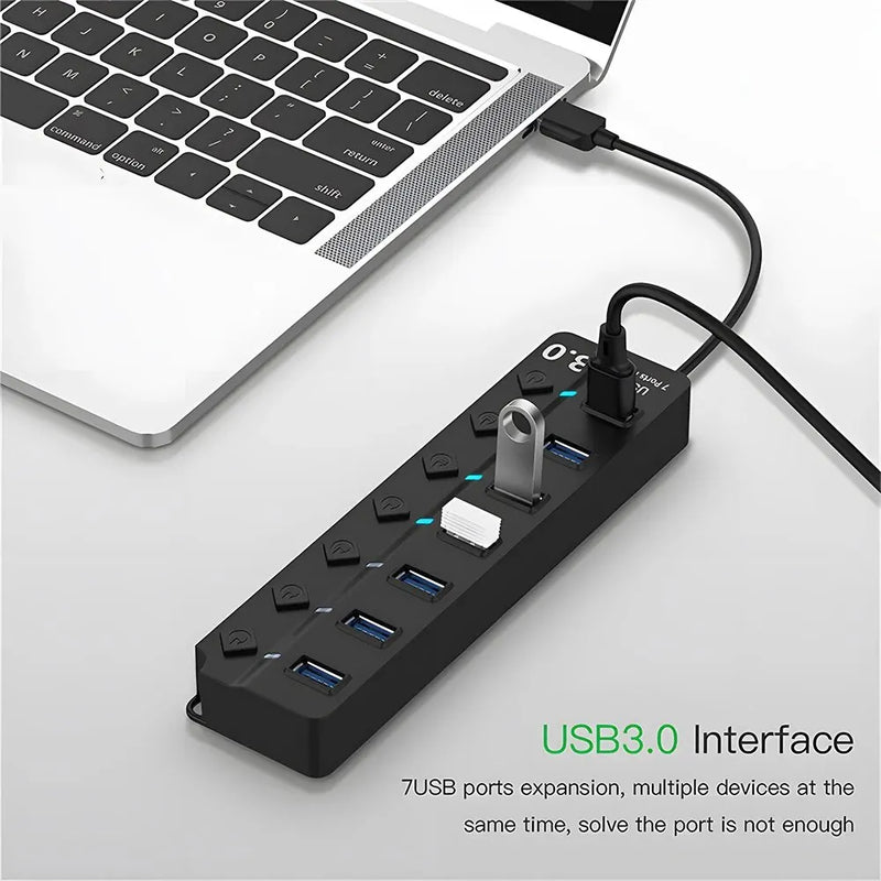 DBIT USB HUB 3.0/2.0 USB Splitter 7-IN-1 USB Adapte Multi-Hub Independent Switch Dock Desktop Laptop Accessories 30cm Cable