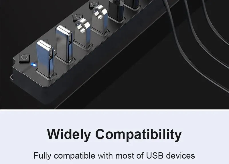 DBIT USB HUB 3.0/2.0 USB Splitter 7-IN-1 USB Adapte Multi-Hub Independent Switch Dock Desktop Laptop Accessories 30cm Cable